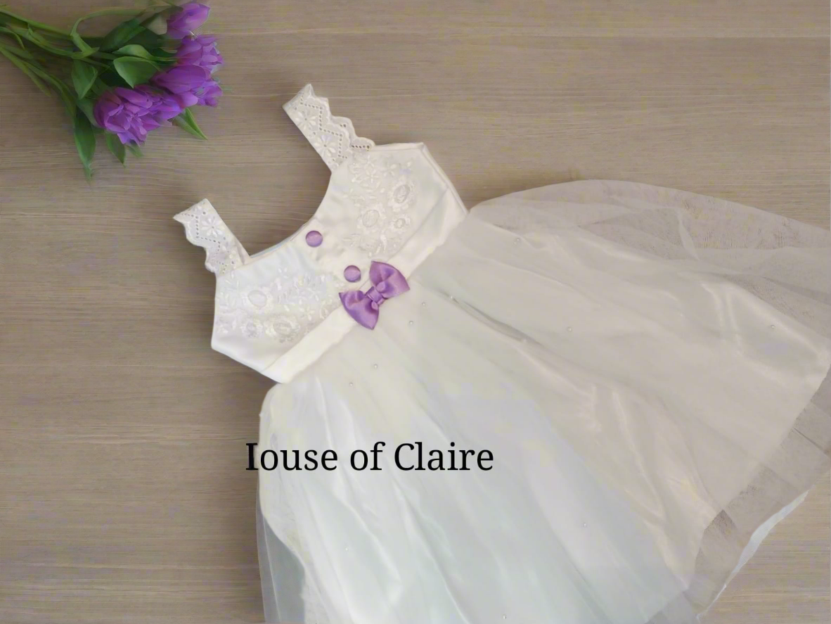 Adorable White Baptism Dress for Girls  