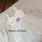 House of Claire - White baptism dress with cute purple bow in front for girls - elegant christening attire for baby girl baptism dress in Bangalore India