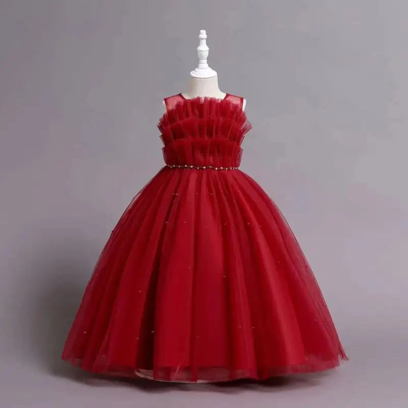 www.houseofclaire.com Cherry Red Fluffy Short Ball Gown for Baby Girls Toddler Girls Online in India Party wear dresses in Bangalore Best seller Red Princess Barbie Party Wear Birthday Grand Dresses by House of Claire in Bangalore Leading Seller for Kids Dresses