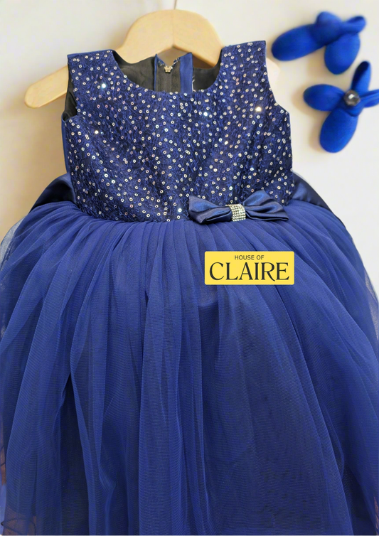 Royal blue party wear for baby girls 1st birthday or 2nd birthday Kids Online Best party wear Birthday dresses online in India Bangalore Party wear kids dresses by House of Claire is best in Kidswear for baby girls birthday dress 