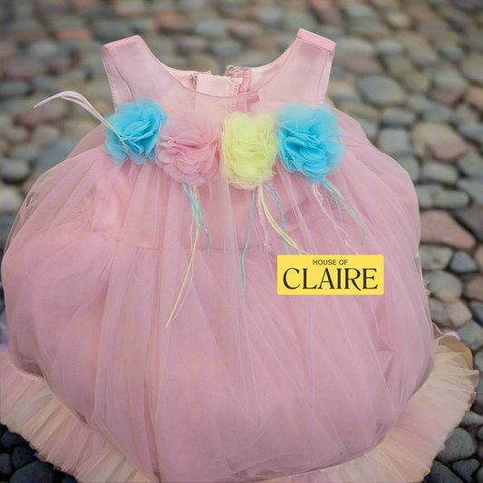 www.houseofclaire.com New Best seller Candy pink ruffle party wear dress for baby girls 1st birthday online in Bangalore India 