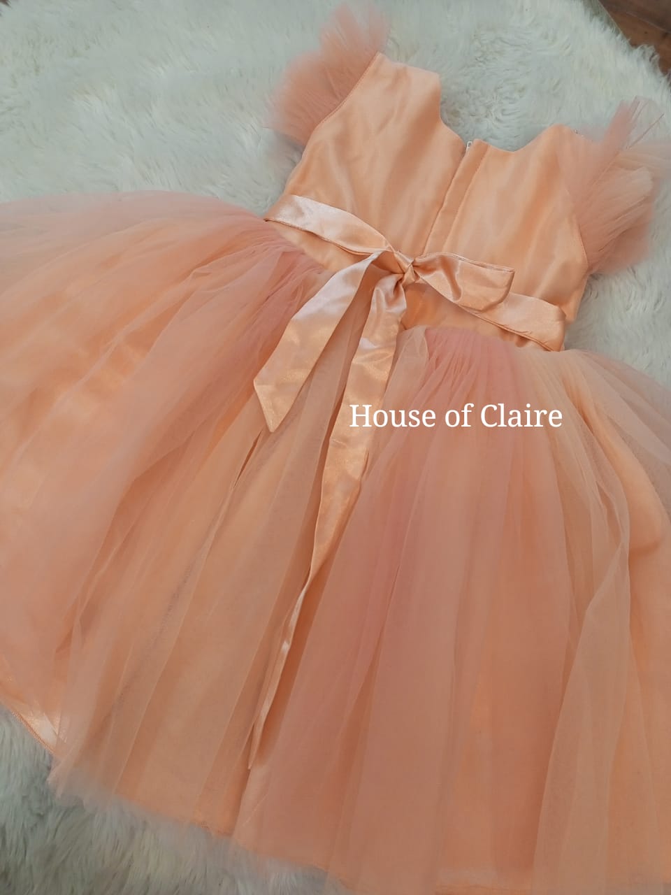 Kids 1st birthday party wear dress for girls in Orange and Peach Party wear dress for baby girls for Birthday by House of Claire Best selling Children's kids party wear dress in India 