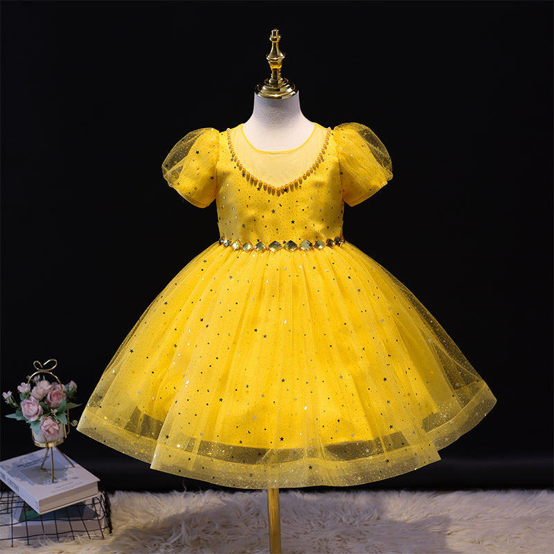 Buy GLOBAL DESI GIRLS Yellow Ethnic Motifs Polyester Round Neck Girls  Festive Wear Dress | Shoppers Stop