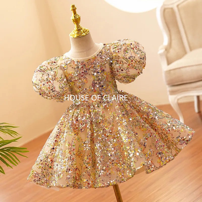 1St Birthday Baby Girls Dress#Baby Girl Embellished Dress#Baby Girl Birthday  Party Dress#Floral Tulle