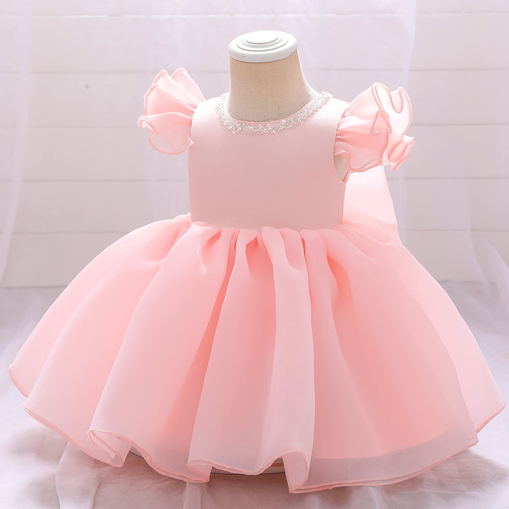 houseofclaire.com Peachy Pink beaded ruffle gown dress